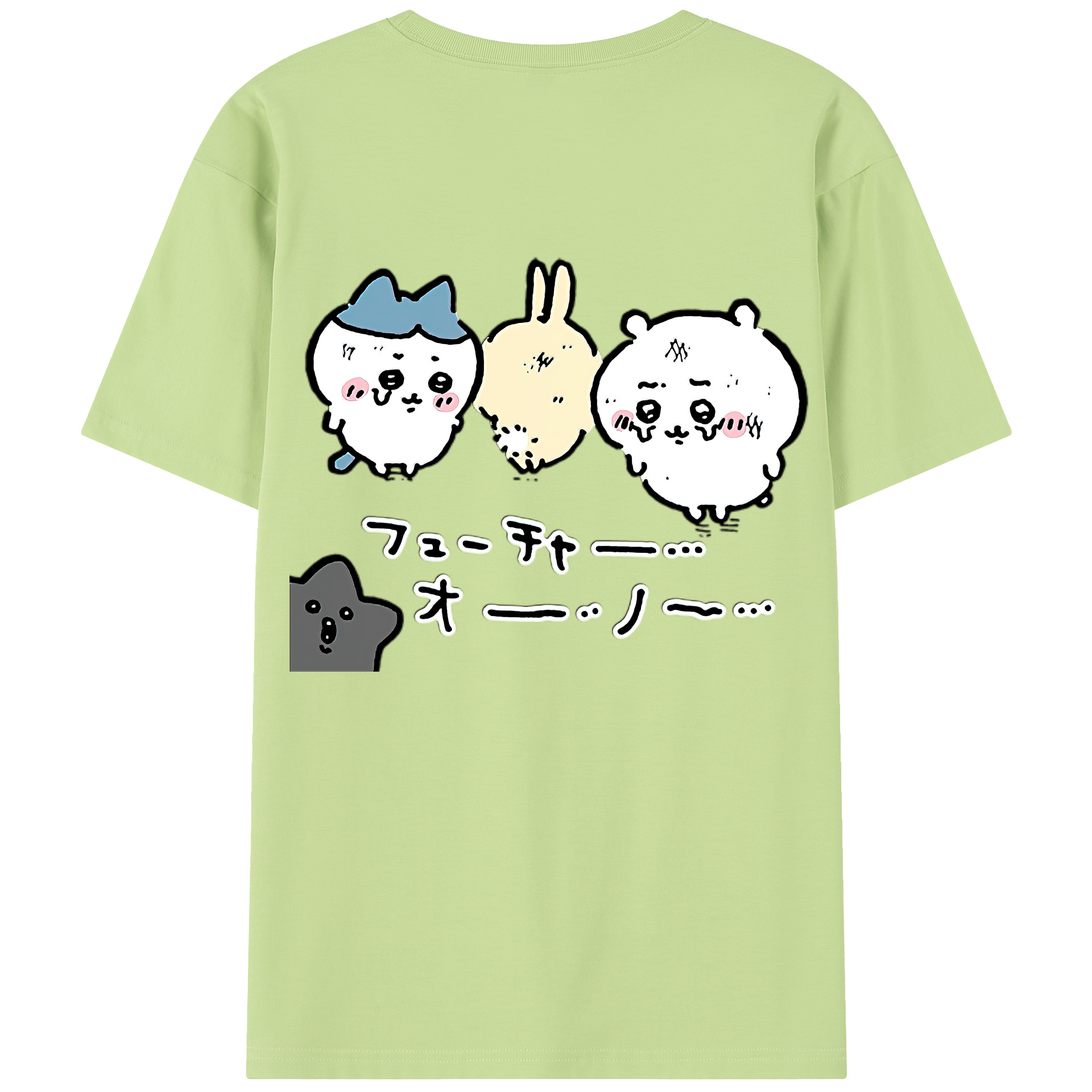 （画像用） ちいかわ ハチワレ Chii-kawa hachiware 綿100％半袖Tシャツ（背面プリント）